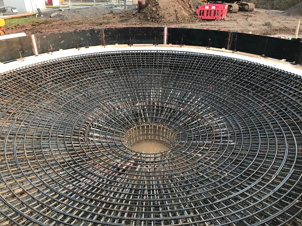 A complex circular steel fixing construction for a drainage system